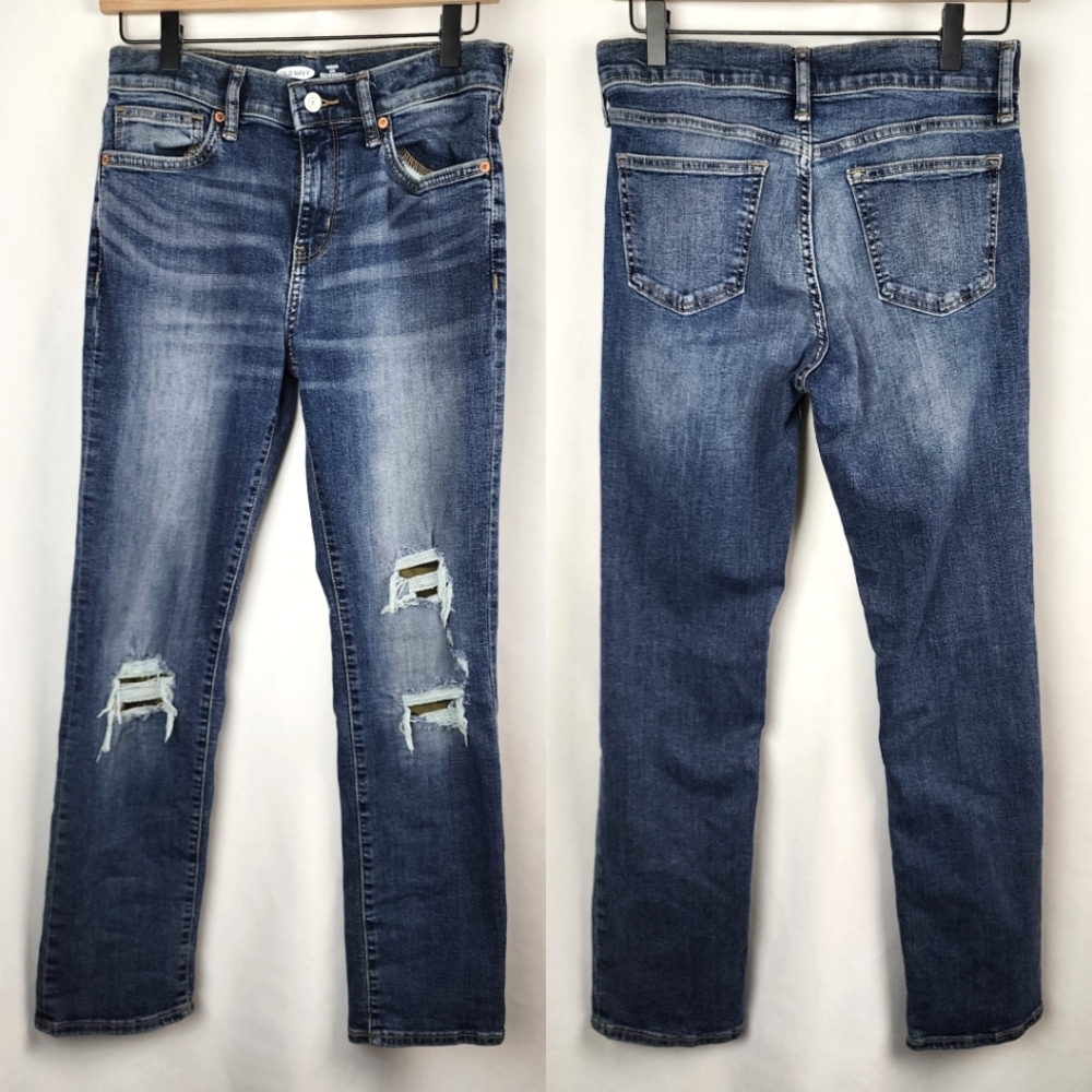 Old Navy Boys Camo Patch Karate Slim Denim Blue Jeans Size 14